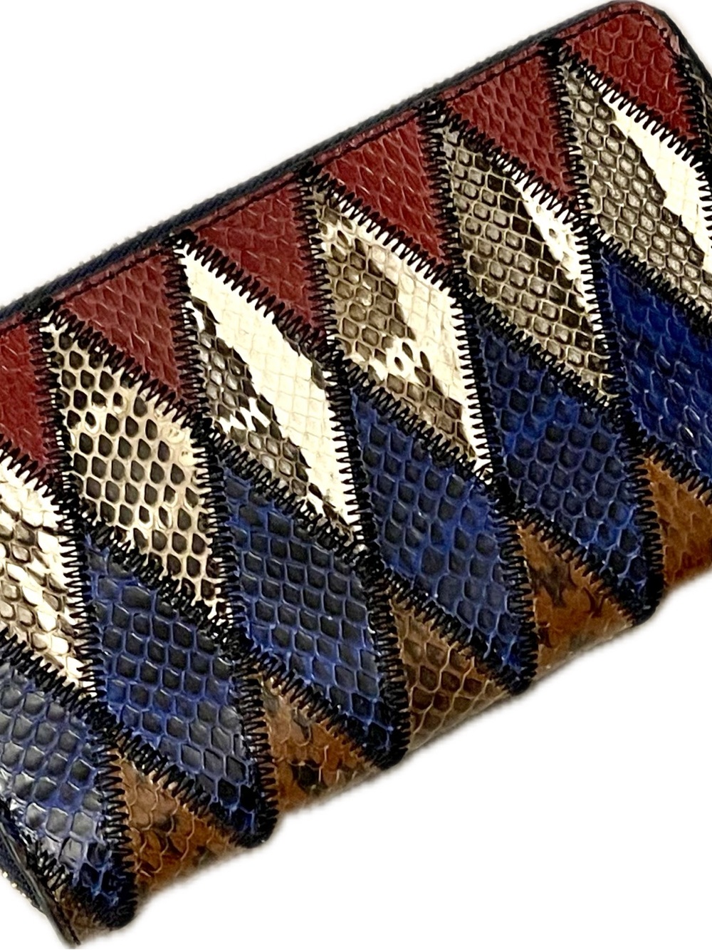 Tory Burch Taylor Snake Embossed Leather Zip Around Wallet